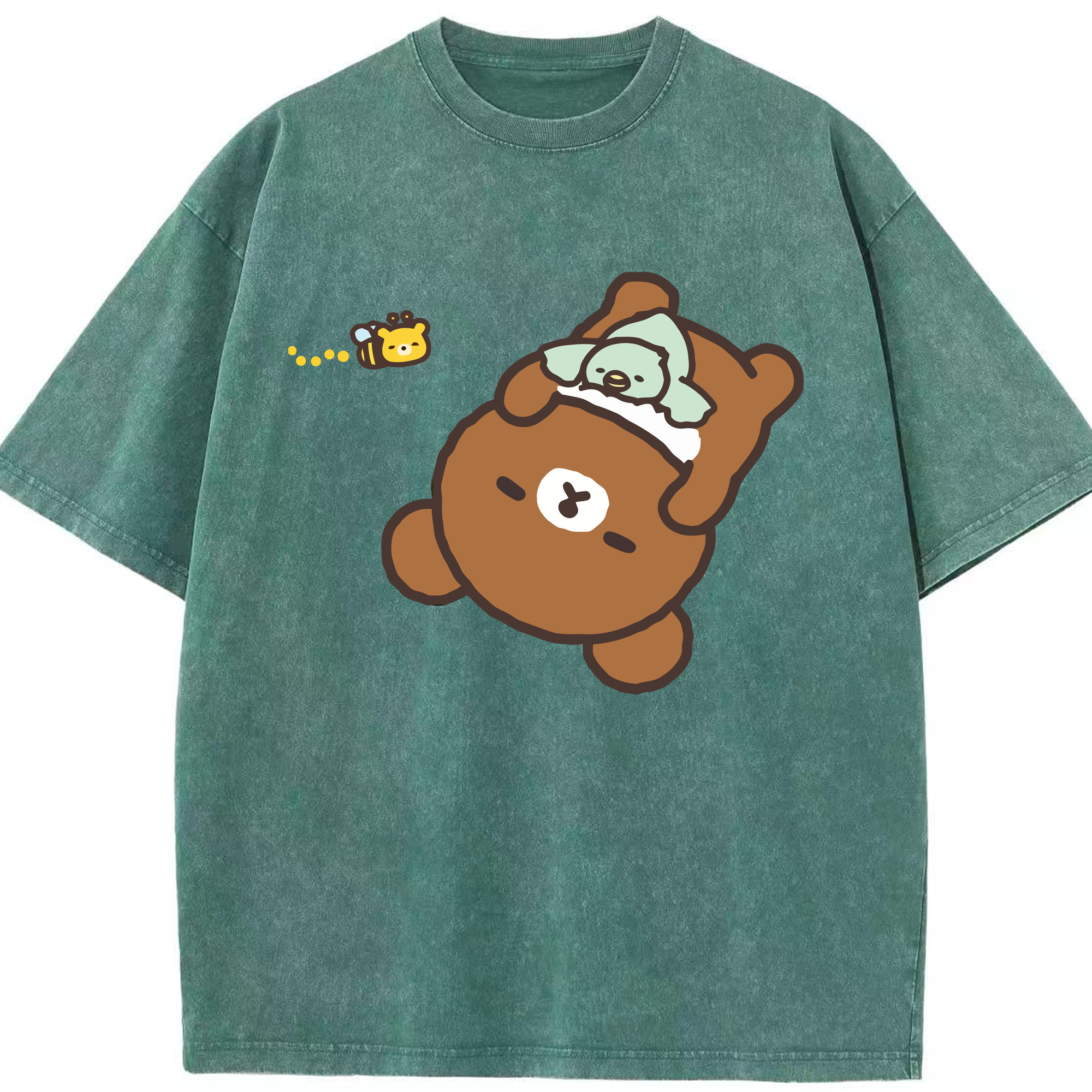 （画像用） リラックマ リラックマ キイロイトリ Rilakkuma Korilakkuma Kiiroitori 綿100% ヴィンテージ風 半袖Tシャツ（フロントプリント）